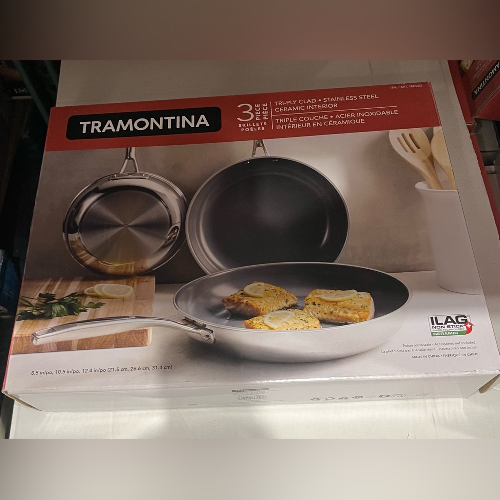 Tramontina 3-Piece Stainless Steel Fry Pan Set - Silver